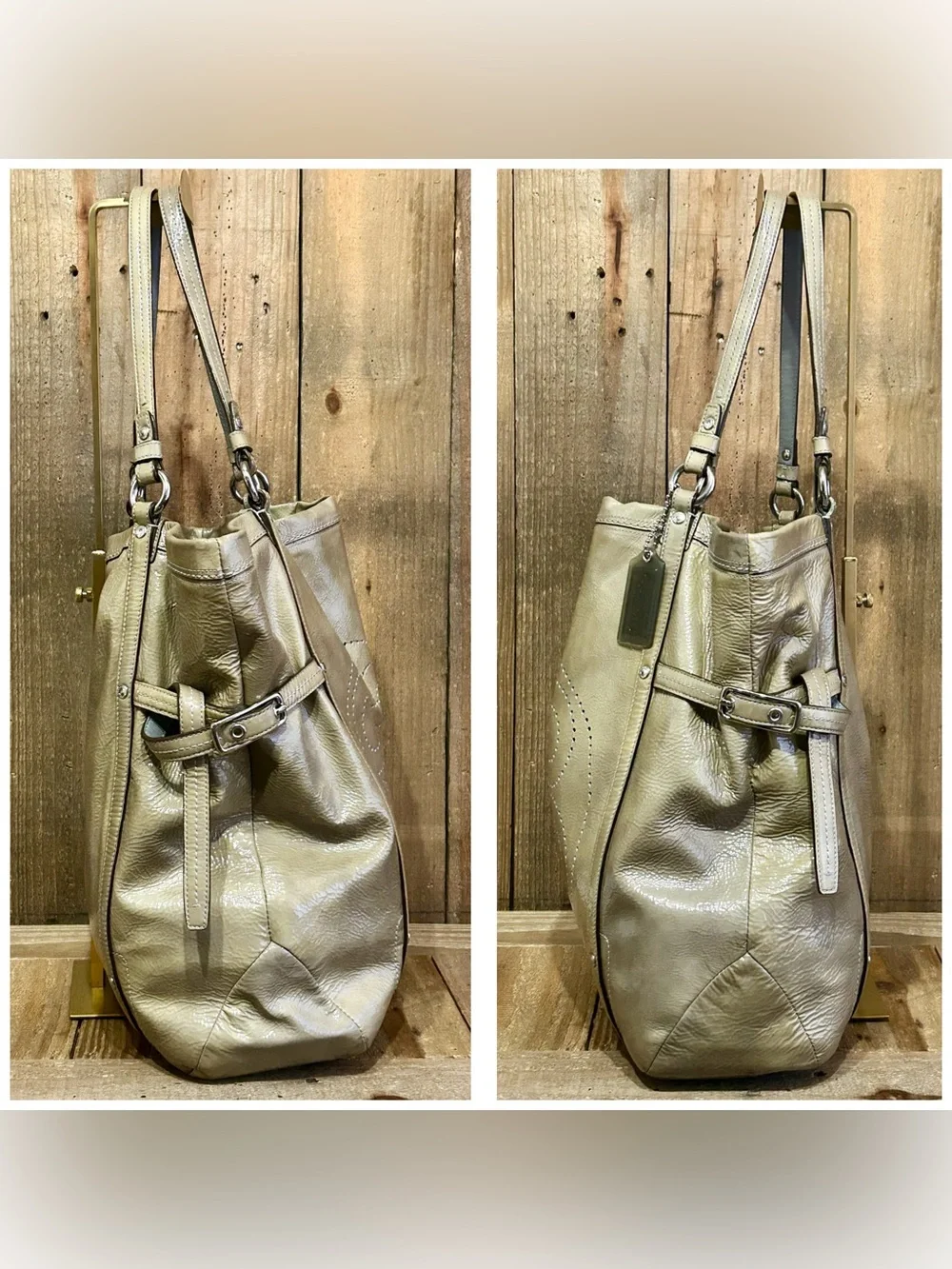 Coach. 3 Piece: Audrey Andie Cinched Tote Bag with Free Dust Bag and Bag Scarf. - Picture 7 of 16